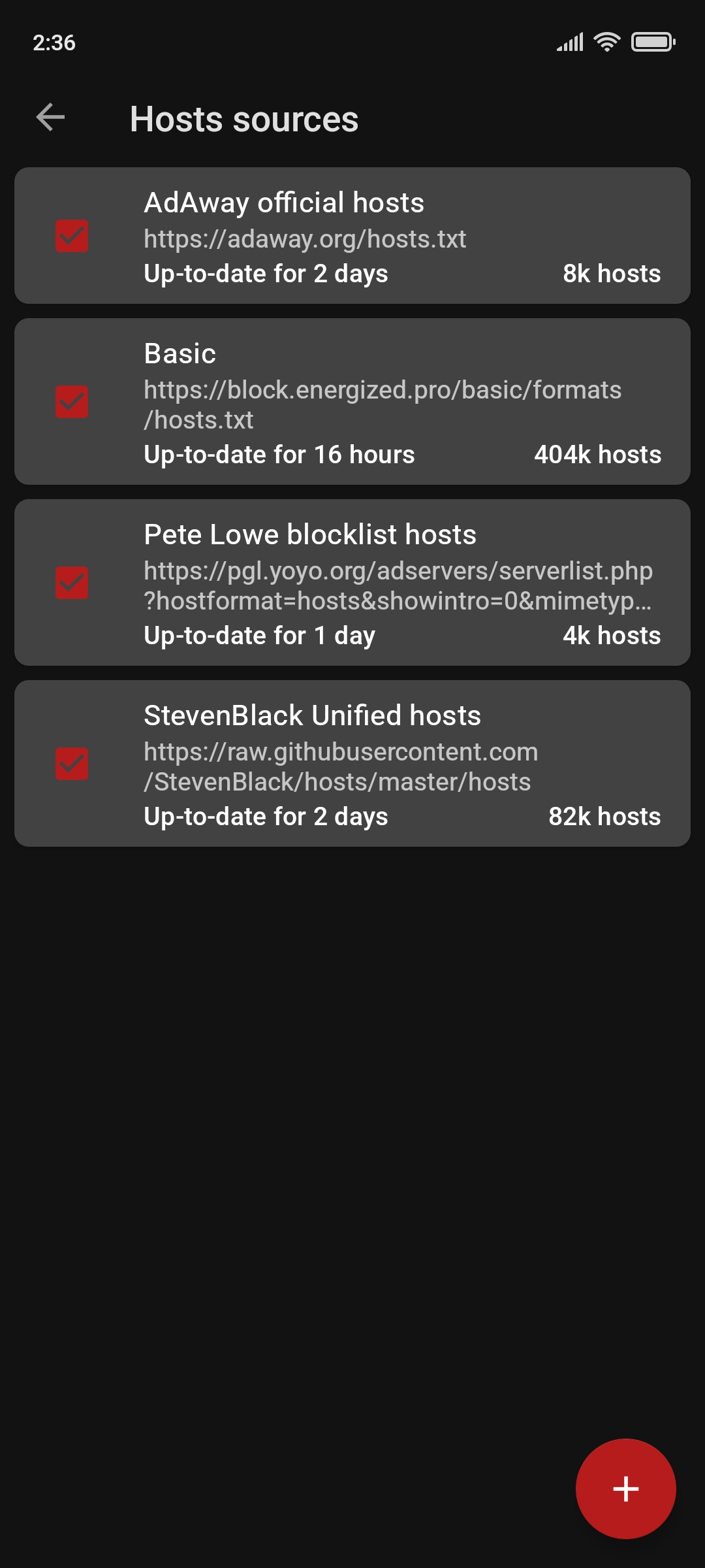 Blocklist 编辑界面